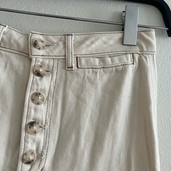 Reformation Lexi High Rise Wide Leg Button Fly Jeans Ivory Size 27 - Picture 3 of 10
